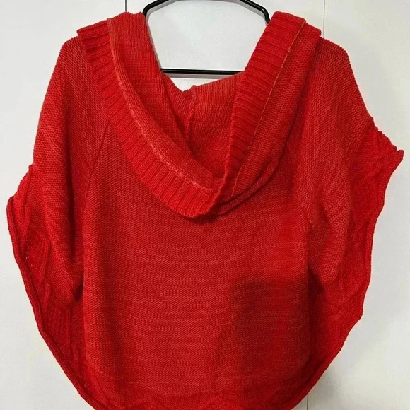 Free people poncho style sweater women’s short sleeve red - Picture 6 of 9
